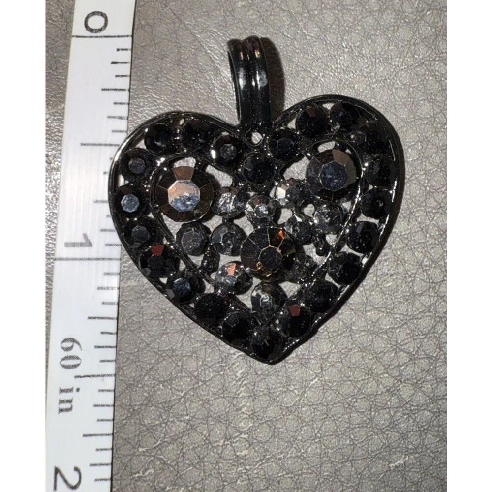 -NECKLACE Black Marcasite On Black 19” Heart Shaped - Picture 10 of 12